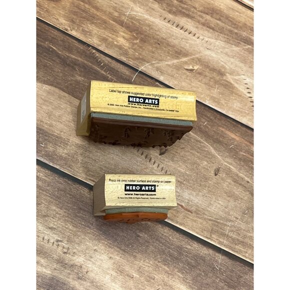 HTF SET OF 2 HERO ARTS CHRISTMAS CAROLERS & ORNAMENT WOOD MOUNTED RUBBER STAMP - Picture 2 of 6